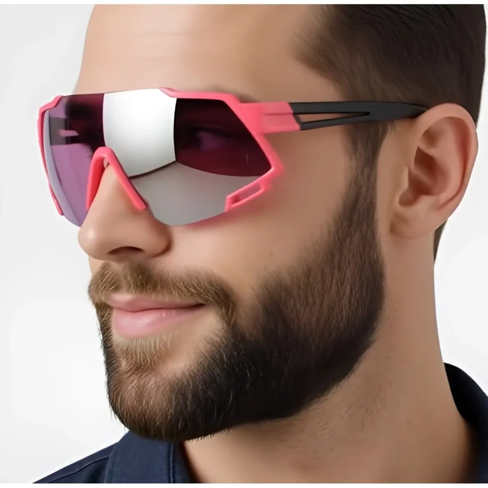 Sports Sunglasses Pink Mirror‎ Lens Outdoor Driving Golfing Single Lens Style